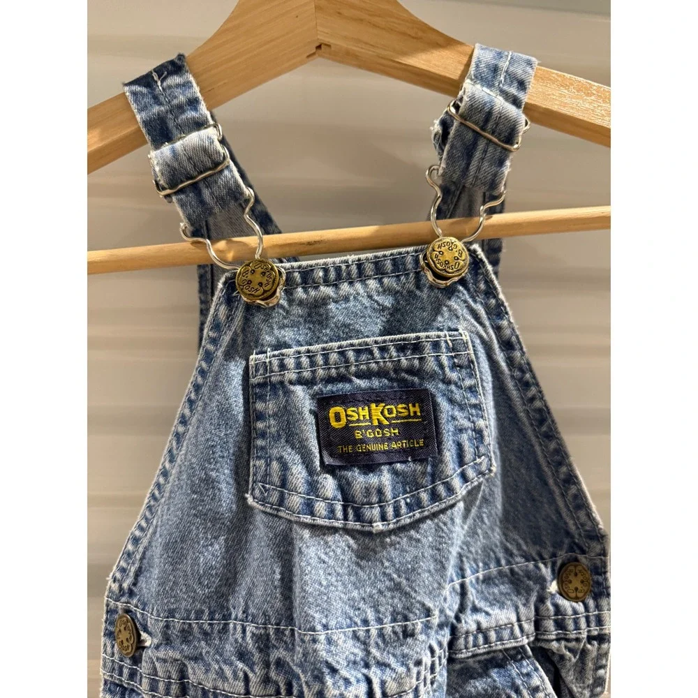 OshKosh B'gosh Kids Blue Denim Vestbak Overalls 12 Months Vintage Style Bibs